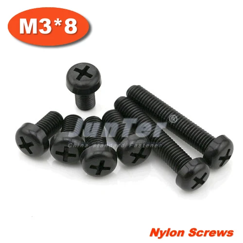 

1000pcs/lot DIN7985 M3*8 Black Nylon Phillips Pan Head (Cross recessed pan head) Machine Screws