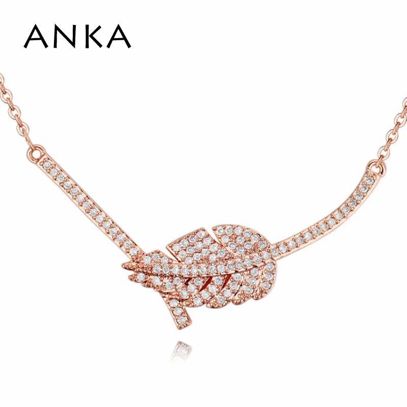 

ANKA jewelry luxury top zircon leaf necklace 2017 fashion leaves pendants for women wedding party necklace jewelry gift 125245