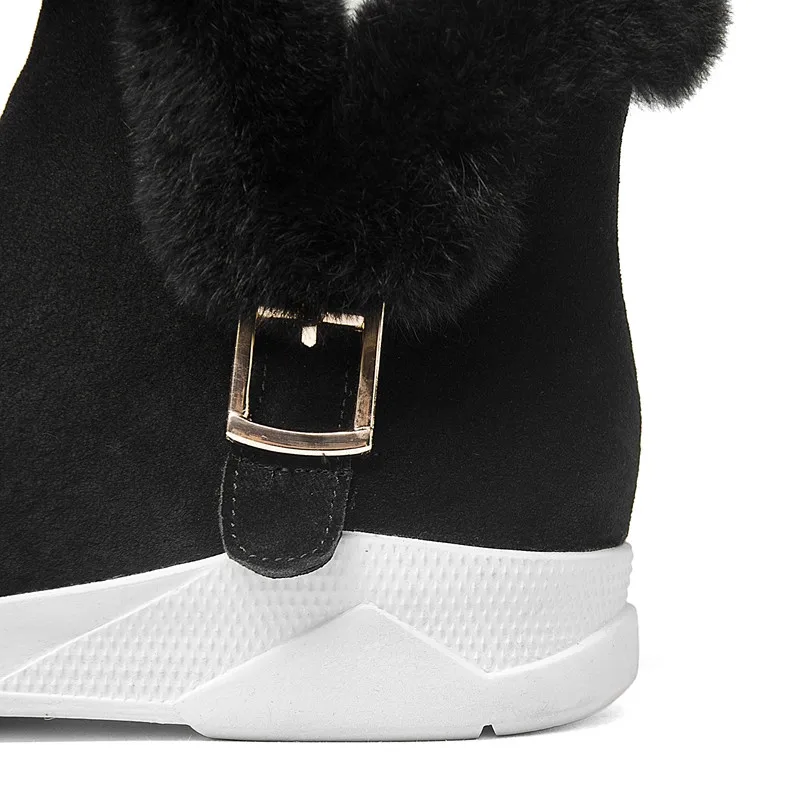 Nobuk Forrado 2018 Mujer Piel Nieve De Zapatillas Real Cálido Plataformas Black brown Invierno Boots Cuero Botines Boots Botas Conejo Ankle Snickers Ew4xpq