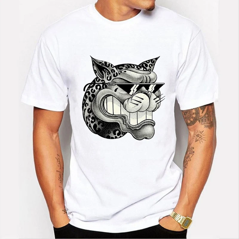 

2020 New Hand Painted Animal Avatar Personality Printed Men t-shirt tops 3D Design T-shirt Cat/Dog/Leopard Animal Tshirt 98-4#
