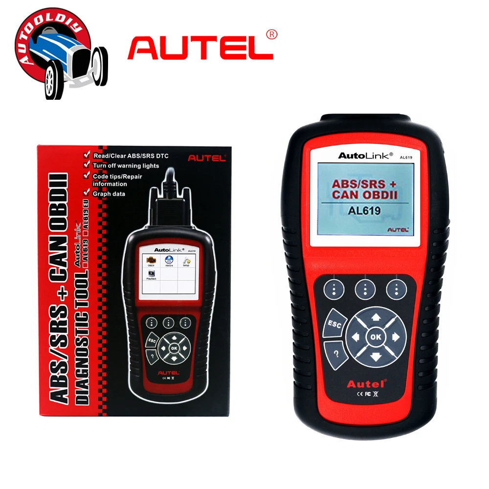 Original AUTEL AutoLink AL619 CAN OBDII Code Scanner ABS/SRS Reset Tool