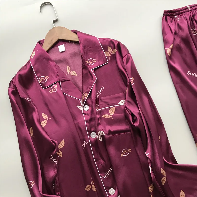 Daeyard мужской шелковый пижамный комплект, рубашка с длинным рукавом и штаны, две части пижамы, одежда для сна с принтом размера плюс, домашняя одежда L-3XL