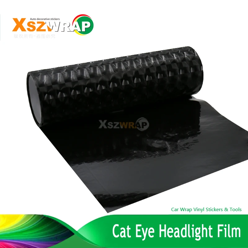 0.3x9m/Roll Dark Black Cat Eye Headlight Film Car Light Tint Film