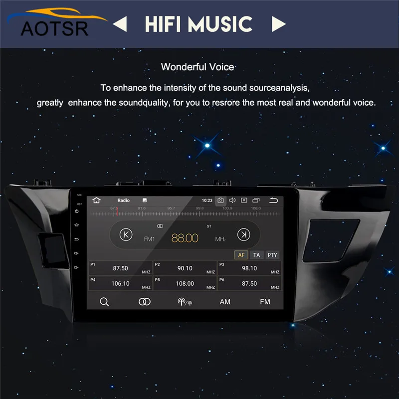 Excellent 10.2" Android 8.0 Car GPS Radio Player head unit for Toyota Corolla 2014 2015 2016 with OCta Core 4GB+32GB Autostereo Multimedia 10