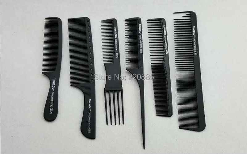 6pcs/set Professional Carbon Fiber Hair Comb Set Hairdressing Hair Tail