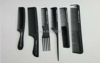 

6pcs/set Professional Carbon Fiber Hair Comb Set Hairdressing Hair Tail Combs Black Plastic Comb GIC-HB6P2 Free Shipping