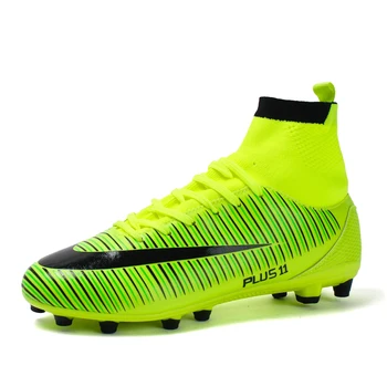 

Professional Men's Soccer Shoes High Top Man Boys Football Shoes Ankle Cleats Sneakers Orange Green Male Kid Sport Gym Trainer