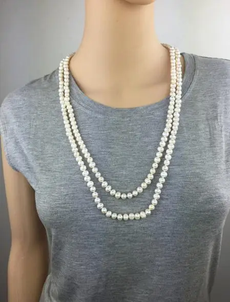 

Natural Pearl Jewelry White Color Potato Round Genuine Freshwater Pearl Necklace Woman Fashion Jewelry ,Love,Mothers Day Gift