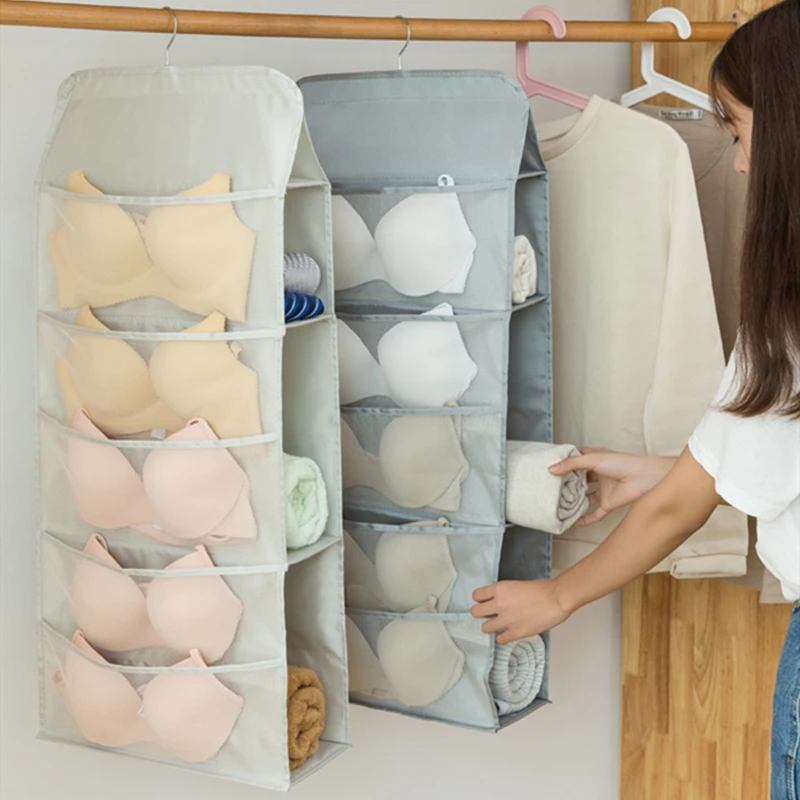 

New Multifunction Treble Side Hanging Organizer Underwear Bath Towel Sock Women Bag Storage Bag 5+3+15 Cells Wardrobe Organizer