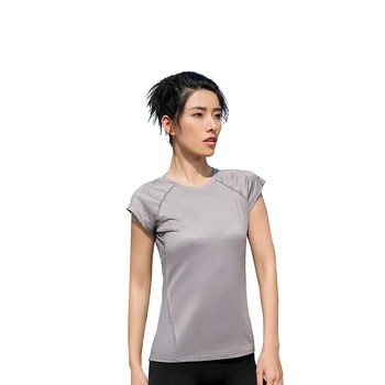 

Women Yoga Sport Shirt Short Sleeve Quick-Dry T-Shirt Breathable Push Up Lady Athletic Top Trimmings Wicking And Yoga Short Slee