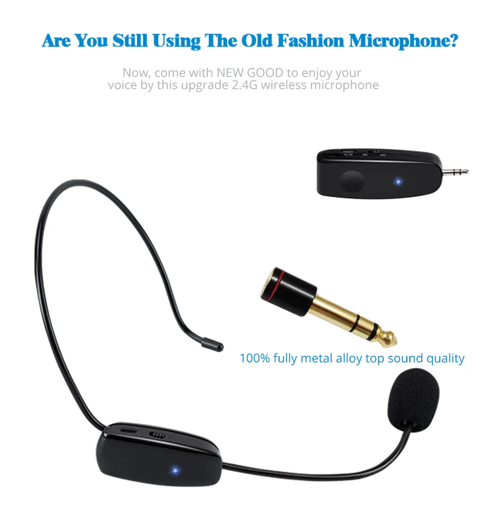 2.4G Wireless Microphone Speech Headset Megaphone Radio Mic For Loudspeaker Teaching Meeting Guide Mic With 6.5mm Adapter (3)