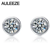 Классическая стильная гнездовая оправа, 9 K, серьги-гвоздики из белого золота для женщин, 1CT, NSCD, имитация серьги-гвоздики с бриллиантами, подарки на день Святого Валентина