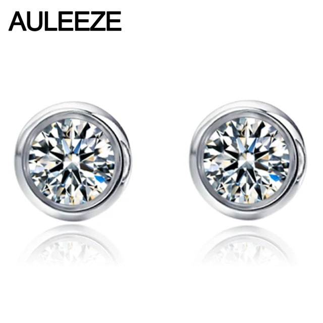 Clic Style Bezel Setting 9k White Gold Stud Earrings For Women Clic Style Bezel Setting 9k White Gold Stud Earrings For Women 1ct Nscd Simulated Diamond