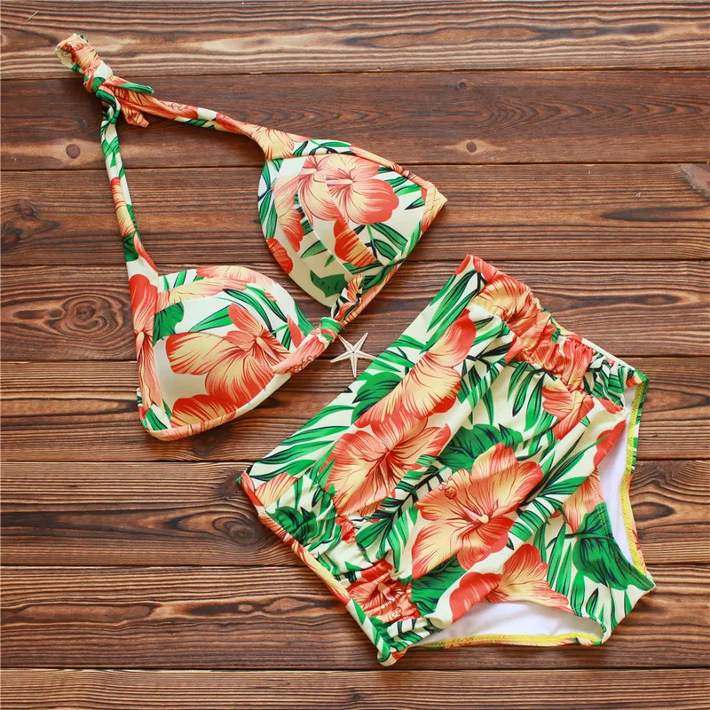 2021 Women RETRO Pinup Swimwear Rockabilly Vintage High Waisted