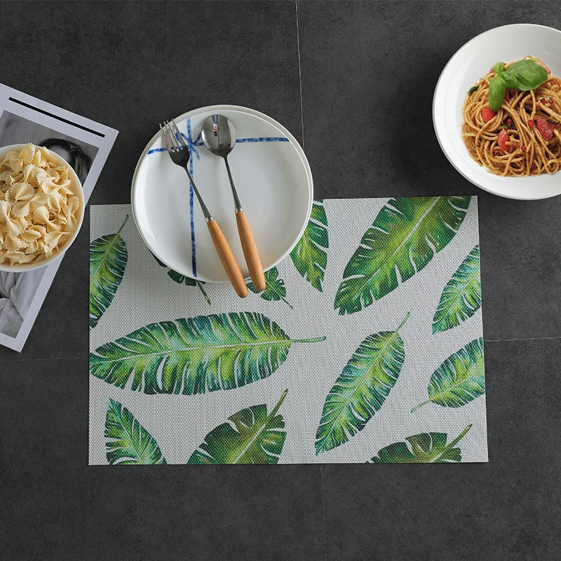 

45x30cm Popular Pattern PVC Table Mats Pad Heat Insulation For Dining Table Placement Mat Bowls Coasters Kitchen Accessories