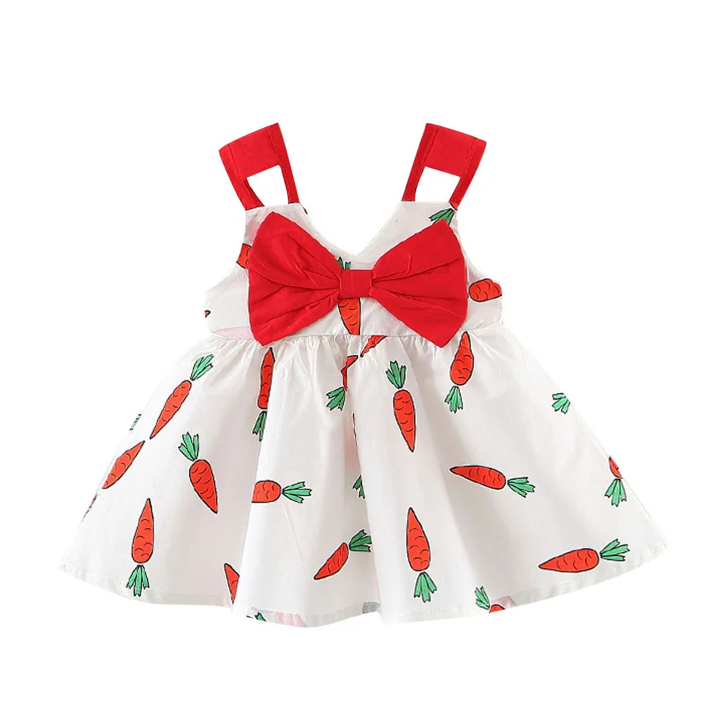 SAGACE Bow Carrot Princess Dress For Girls Kids Summer Sleeveless Beach Toddler Baby Ball Gown Girl Dresses | Детская одежда и