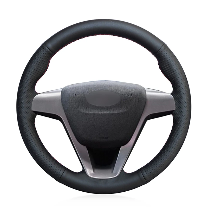 Черный PU искусственная кожа Чехол рулевого колеса автомобиля для Lada Xray- Vesta