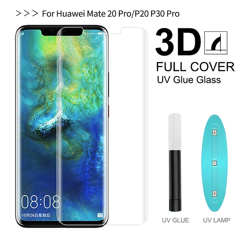Ультрафиолетовый клеевой протектор экрана для huawei P30 P20 Pro lite закаленное стекло