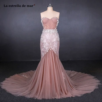 

Sukienka wizytowa2019 new lace off Shoulder blush pink sexy mermaid evening dresses long formal dresses evening gown