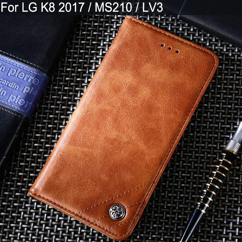 

for LG K8 2017 case Luxury Leather Flip cover Stand Card Slot Vintage style Cases for lg K8 2017 MS210 LV3 funda Without magnets