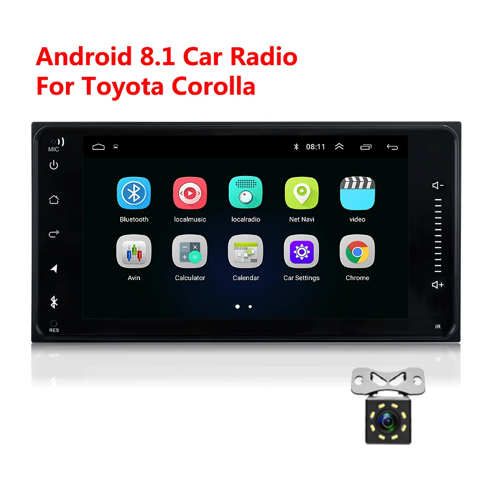 Android 8,1 Двойной Дин радио для Toyota Terios Старый Corolla Camry wifi Bluetooth gps навигация Универсальный Радио Емкостный - Цвет: with 8 led