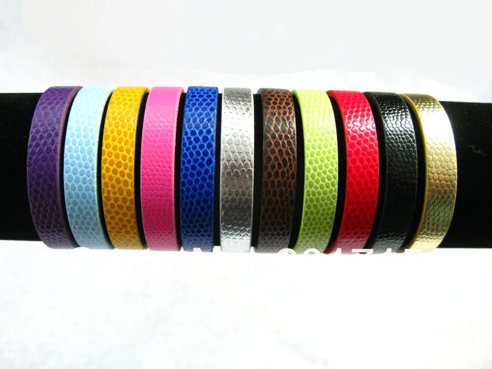 

Cheap!!! 100pcs Snake skin wristband 10mm width 210mm length Fit 10mm slide letters and slide charms DIY Accessories
