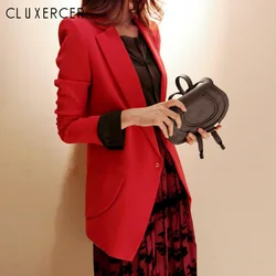 2019 New Spring Women Plus size blazers and jackets Fashion Korean Style Red Black Single Button long blazer women 2019 New Spring Women Plus size blazers and jackets Fashion Korean Style Red Black Single Button long blazer women