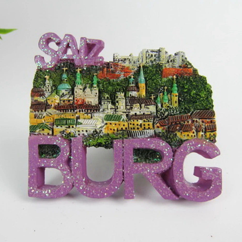 

Austria Salzburg Tourist Souvenirs Fridge Magnets Creative Handmade Resin Refrigerator Magnetic Stickers Home Decor Decoration
