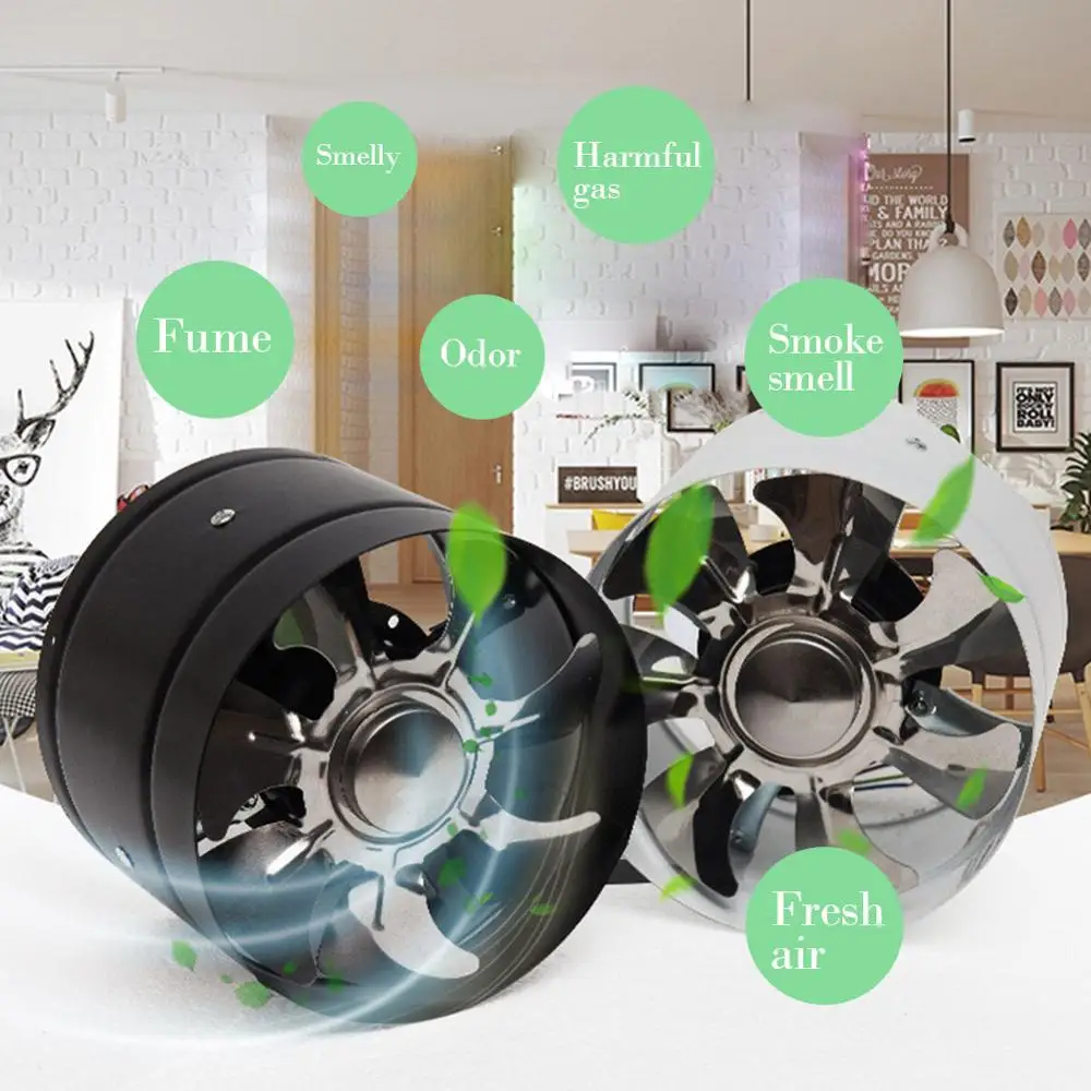 Home 220V Duct Fan Booster Exhaust Blowers Ventilation Vent Blower