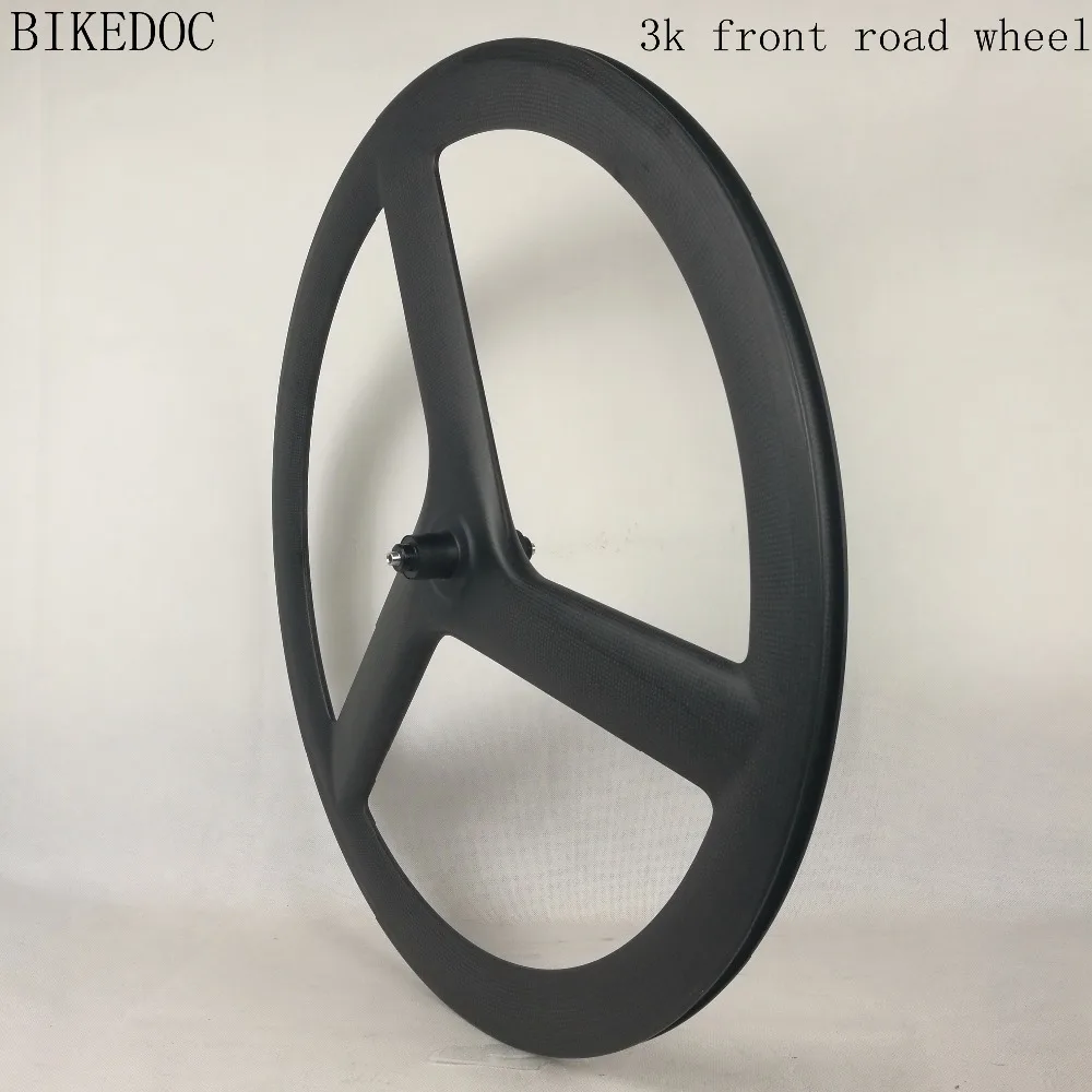 Фото Карбон BIKEDOC 700C Fixed Gear, карбон с 3 спицами, Ширина 20 мм, трубчатые и клинкерные спицевые тройные колеса №2