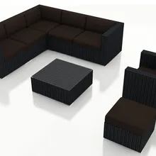 All Weather 8-Piece современный диван плетеные секционные набор, коричневый