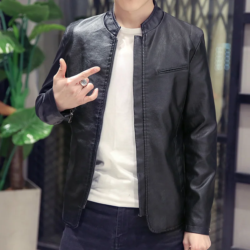 Men's Jackets PU Leather Jacket Gentlemen Motorcycle Outerwear Cavalier ...