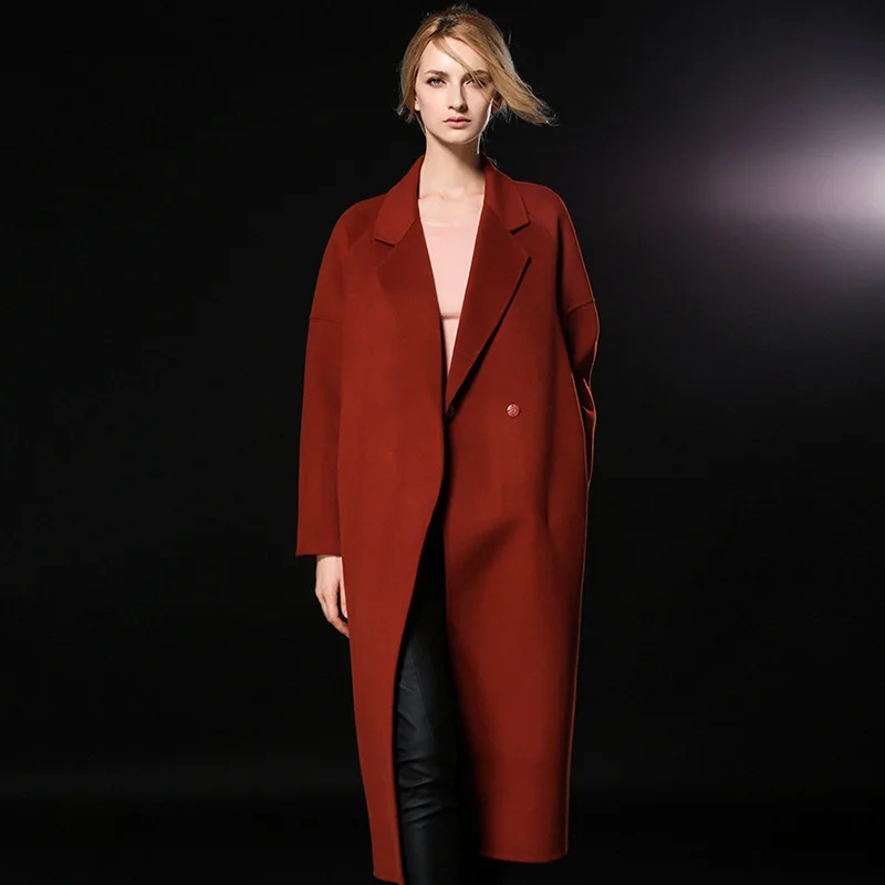 

2018 autumn and winter new double-sided cashmere coat loose large size wool woolen coat big-name high-end women's clothing