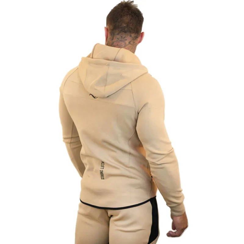 Fall 2019 New Long-sleeved Hoodie Gyms Sweatshirt Men's Casual Fashion Cotton Zip-up Hoodie Sportswear