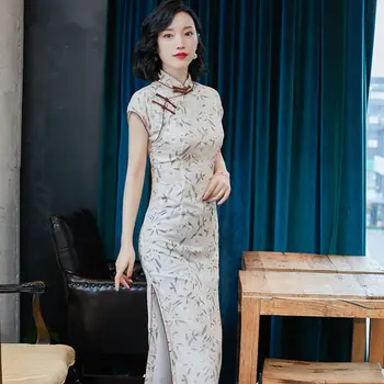

2019 Dress Sexy Fashion Print Vintage Button Short Slit Women Turtleneck Strapless Chinese Style Body con Dresses Wholesale
