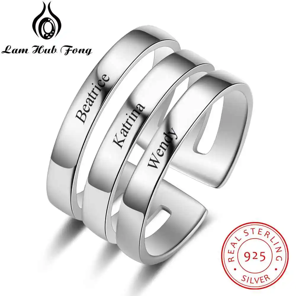 

100% 925 Sterling Silver Rings For Women DIY Heart Birthstone Engraved Name Anniversary Ring (Lam Hub Fong)