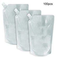 100pcs Hand-held Reclosable Frosted Love Pattern Disposable Beverage Pokes Plastic Sacks Drink Pouches Drinking Bags for Party