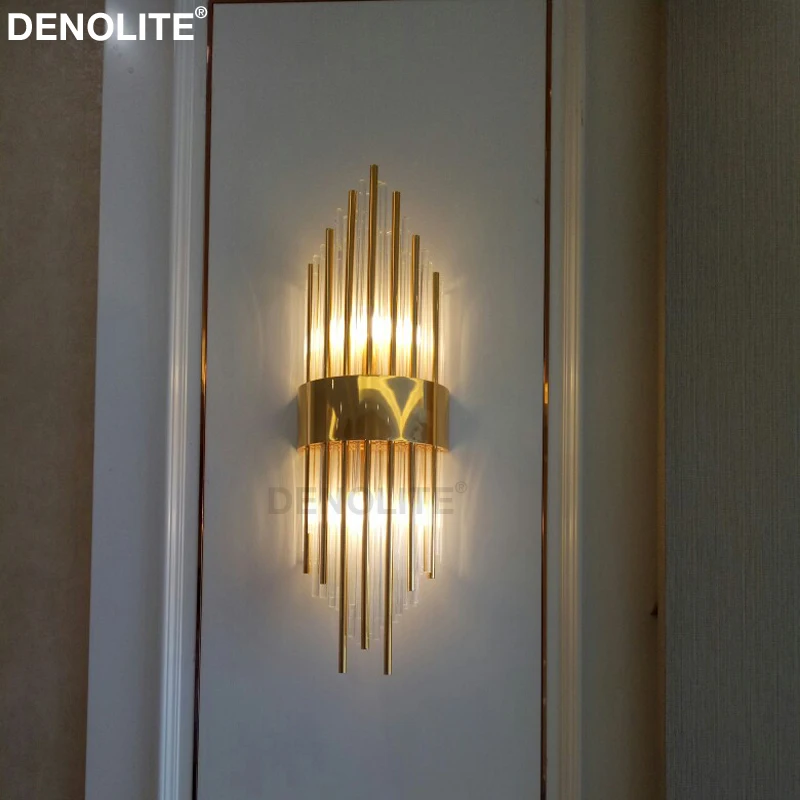Новый Хрустальный настенный светильник DENOLITE из нержавеющей стали W22 * H60 см