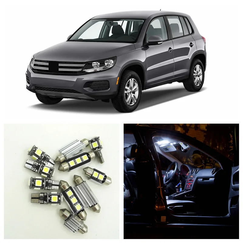 

14pcs Canbus Car LED White Light Bulb Interior Package Kit For 2009 2010 2011 2012 Volkswagen VW Tiguan Map Dome Glove Box Lamp