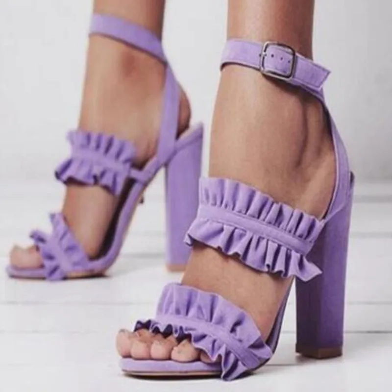

Independent stand new high heel sandals Europe and America sexy flowers ruffled high heel ladies sandals