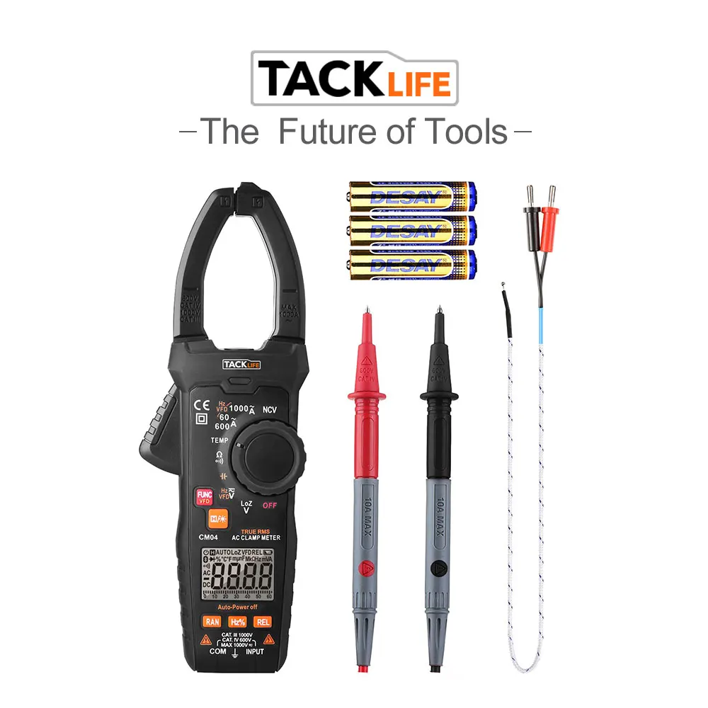 Tacklife CM04 Digital Clamp Meter 6000 Counts TRMS Multimeter for AC