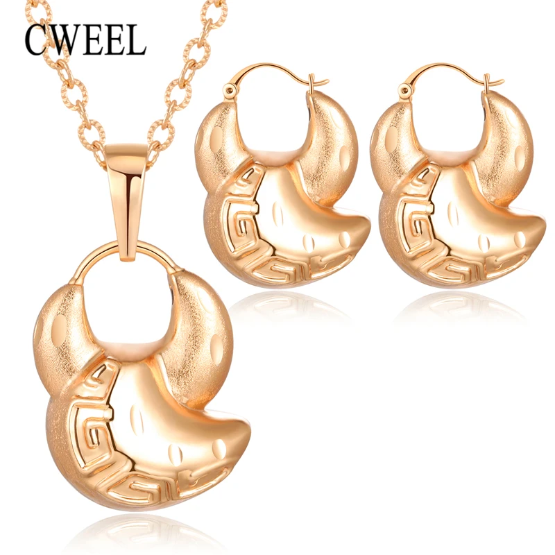 CWEEL комплекты украшений для женщин Африканский бисер комплект ювелирных изделий Золотой Костюм Дубай роскошные свадебные Броское винтажное ожерелье набор