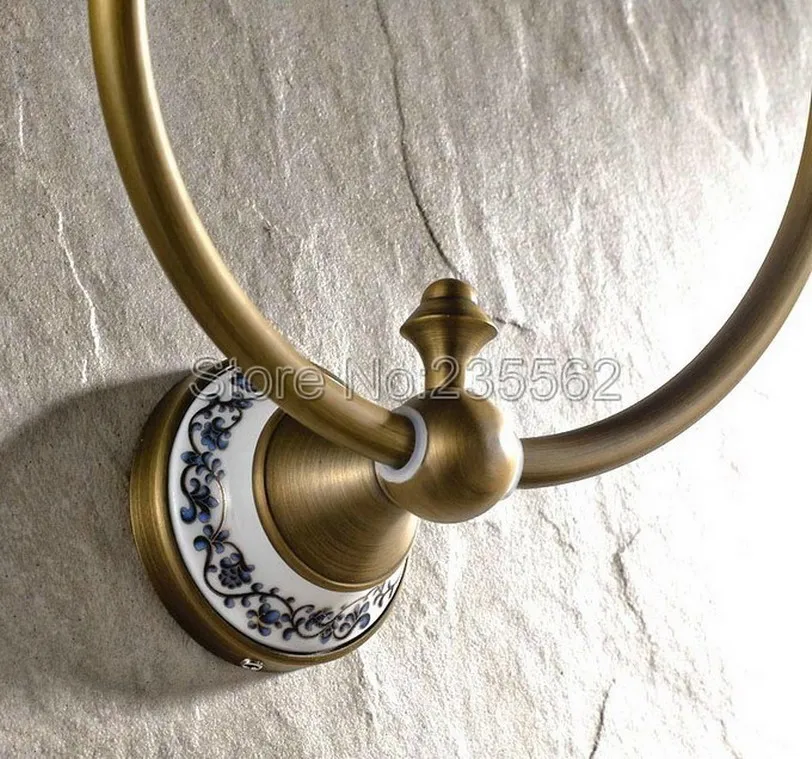 Античная латунь настенный ванной круглое полотенце кольцо держатели lba401