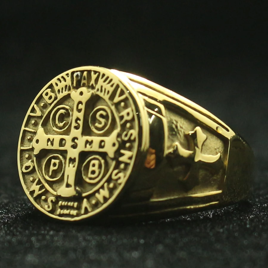 Женское кольцо из нержавеющей стали 316L CSPB CSSML NDSMD Exorcism, христианство Святого Бенедикта нурсии, 15 мм, размер 5-10