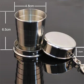 

Steel Travel Telescopic Collapsible Stainless Steel Shot Glass Key Ring Safety & Survival 5.15