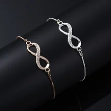 Rinhoo Модный 8 Бесконечность пара браслет Регулируемая металлическая цепочка Кристалл амулетный браслет со стразами для женщин влюбленных украшения для сестер