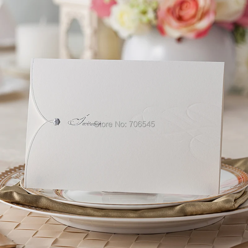 Image Free shipping, 50sets lot,Fashion Wedding or Business invitation Cards, White Color invitation,with envelope,  inner sheet