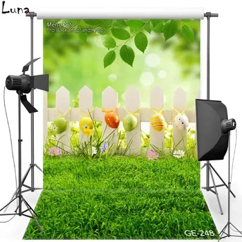 

MEHOFOTO Happy Easter Vinyl Photography Background For Lawn Egg Railing New Fabric Flannl Backdrop For photo studio Props 248