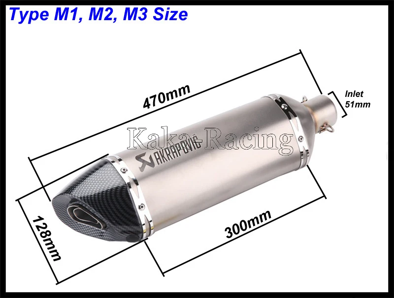 51 мм вход Универсальный левый и правый сторона Akrapovic мотоцикл глушитель трубы tmax530 msx125 Z800 Z750 R1 250cc 350cc 600cc