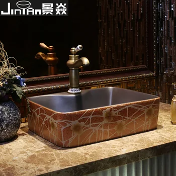 

Jing Yan ceramics countertop wash basin retro European art basin wash basin high temperature kiln